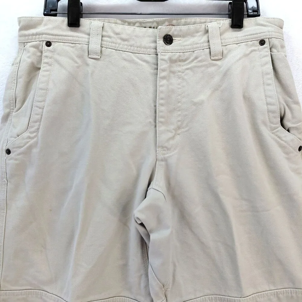 Eddie Bauer Ranger Jean Men 34x32 Beige Double Knee Canvas Heavyweight Work Pant